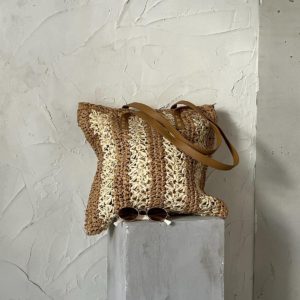 תיק קש לים חום