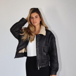 ג'קט משולב פרווה שחור