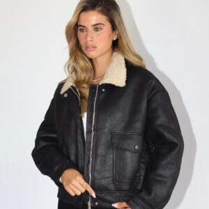 ג'קט משולב פרווה שחור