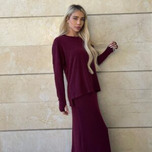 חליפת כפפה בורדו