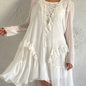 שמלת שיפון קצר לבן