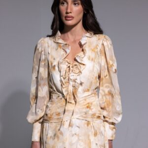 שמלת שיפון חום צהוב