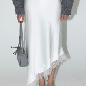 חצאית תחרה לבן