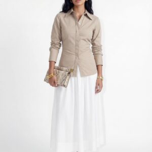 חולצה מכופתרת קשירות קרם