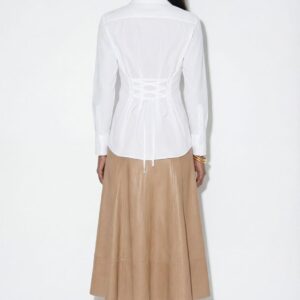 חולצה מכופתרת קשירות לבן